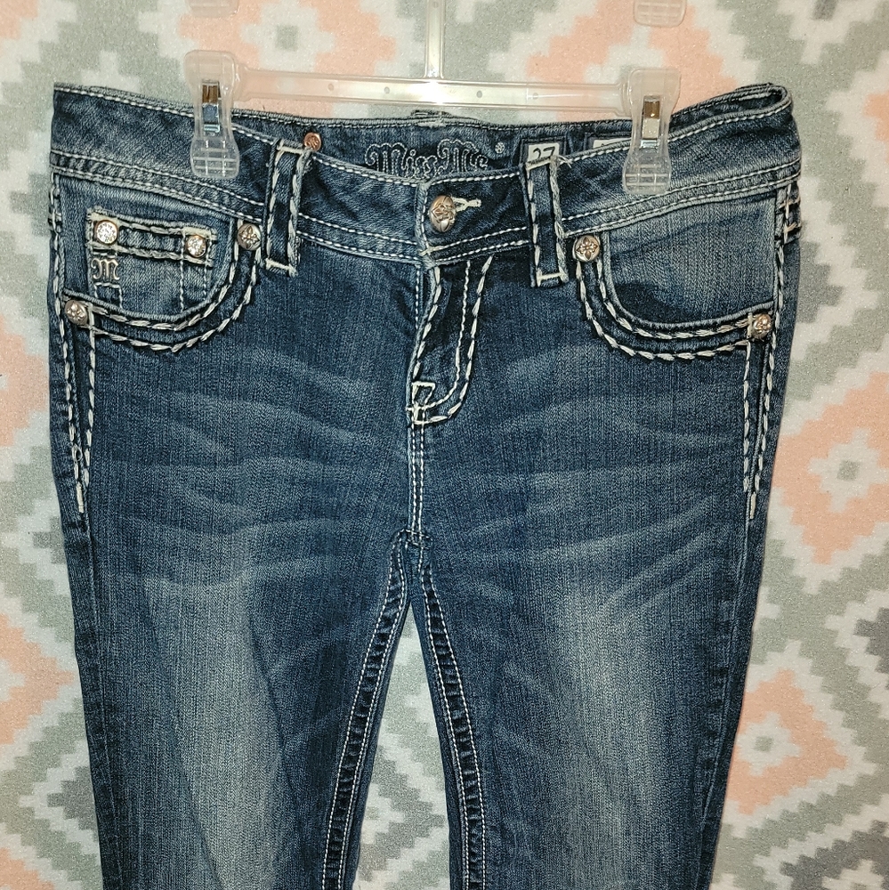 MissMe sz 27 relaxed bootcut jeans hemmed to 30